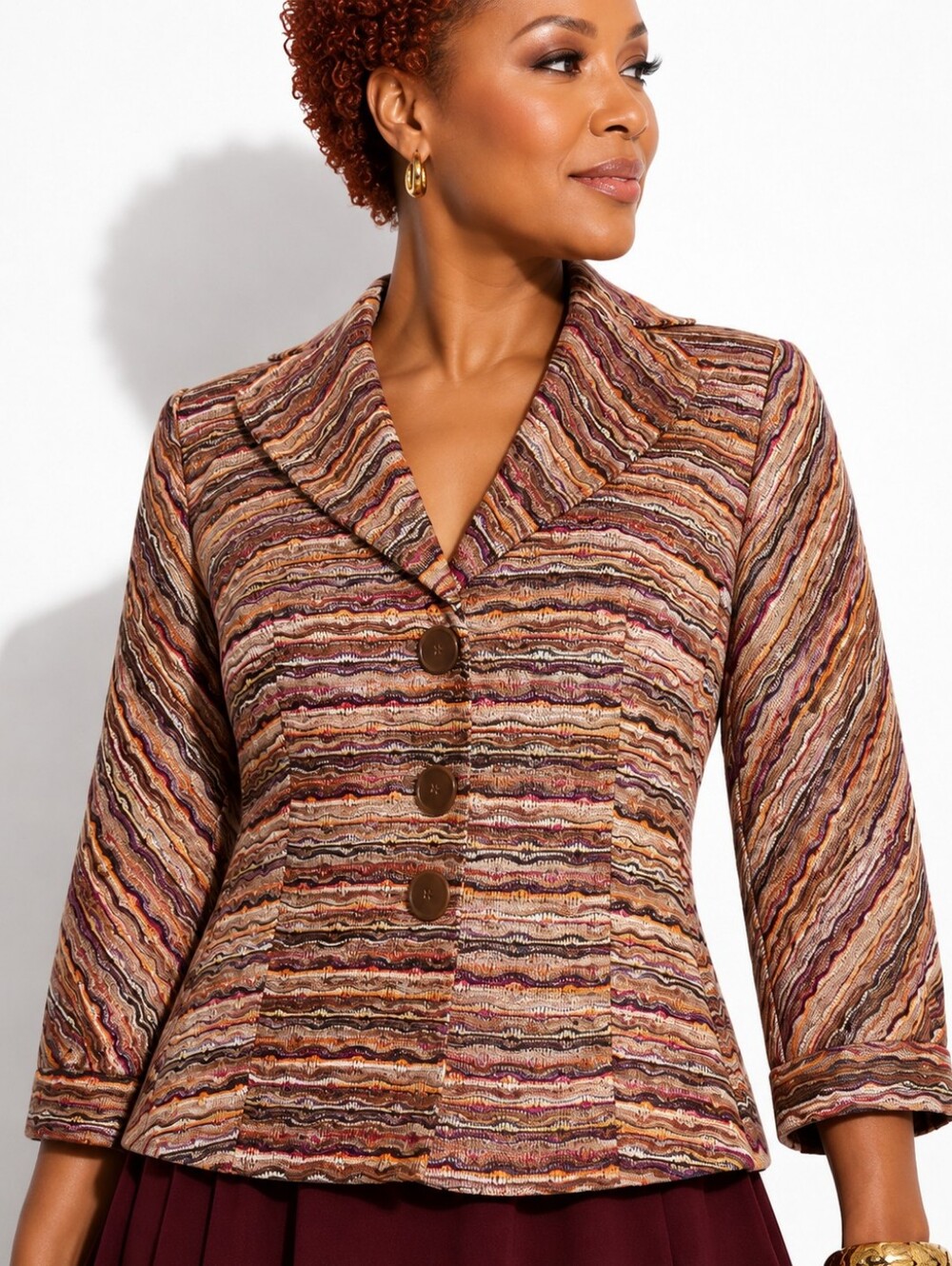Isabel & Nina Multicolor Textured Career Blazer